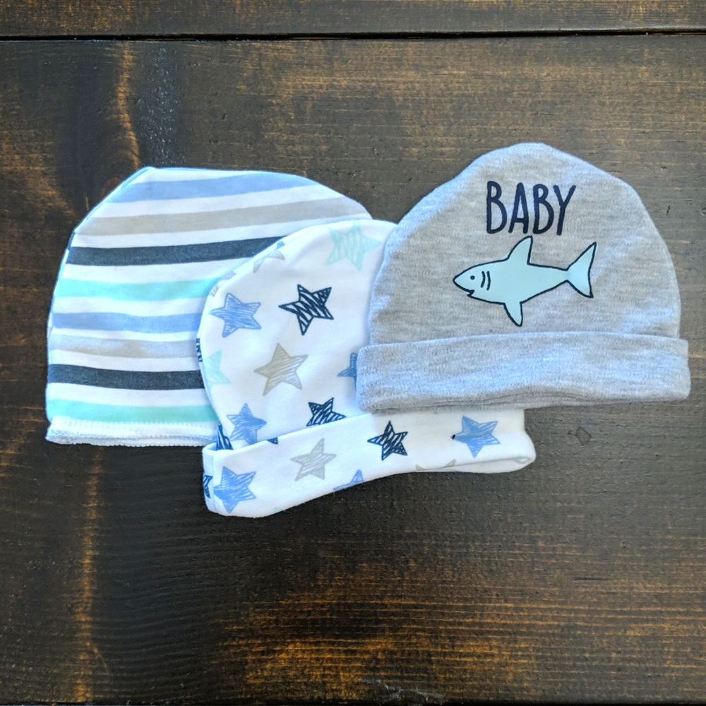 3 hat set by Modern Baby. 0-3 months.
